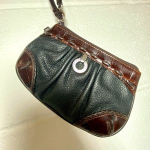 Brighton Black & Brown Leather Wristlet